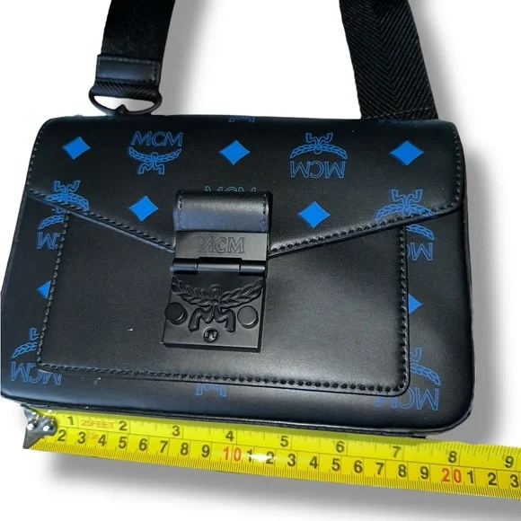 MCM Color Splash Logo Small Crossbody Bag in "Vallarta Blue" Colorway UNISEX NWT - Picture 6 of 15